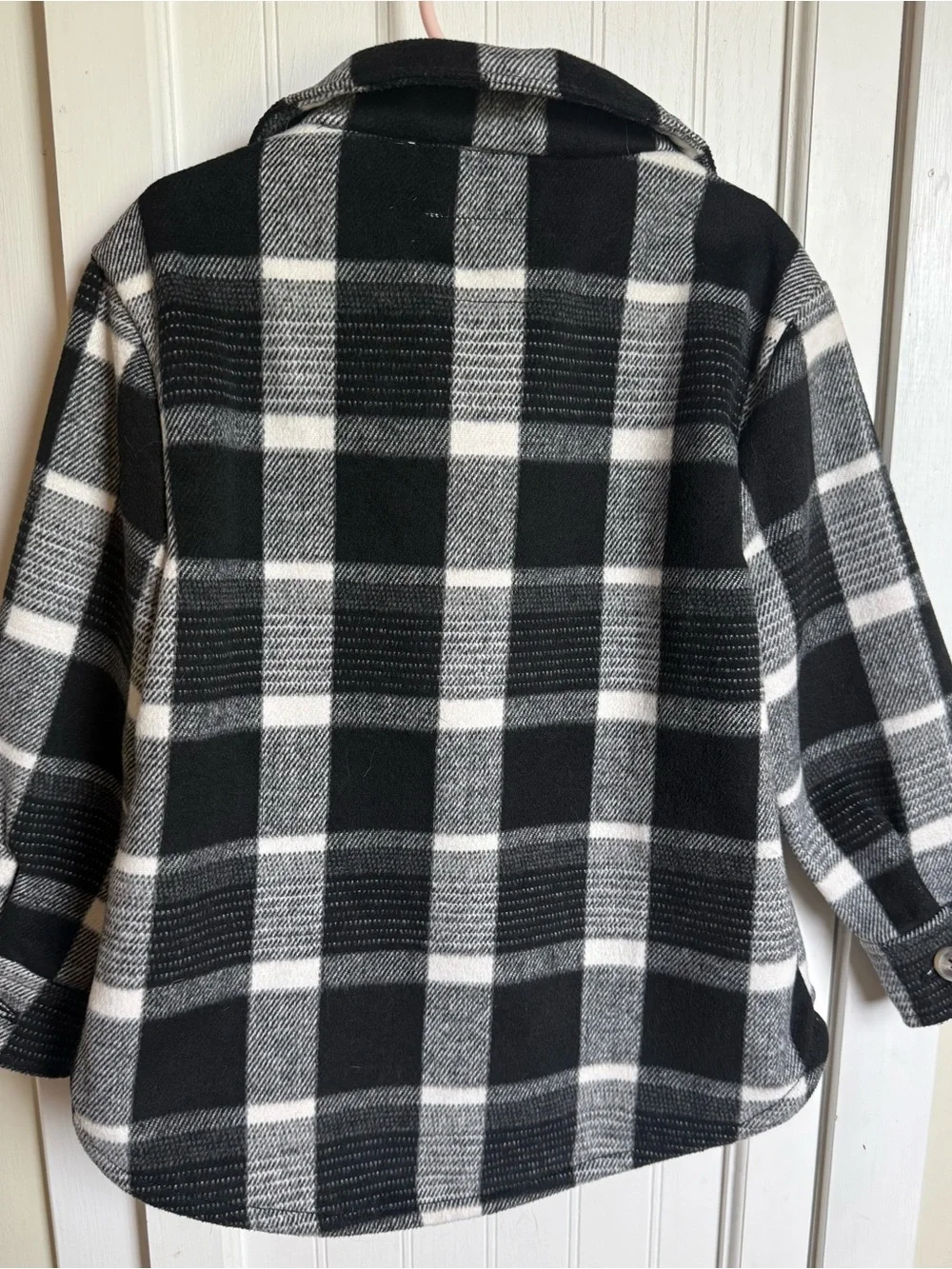 Old Navy Black & White Plaid Girls Button-Up Jacket